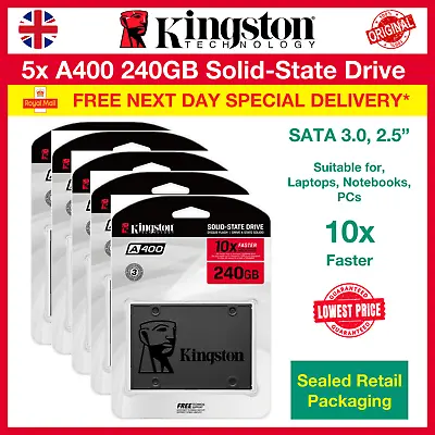 5x Kingston A400 240GB SATA III 2.5  SSD Wholesale FREE NEXT DAY DELIVERY • £139.95