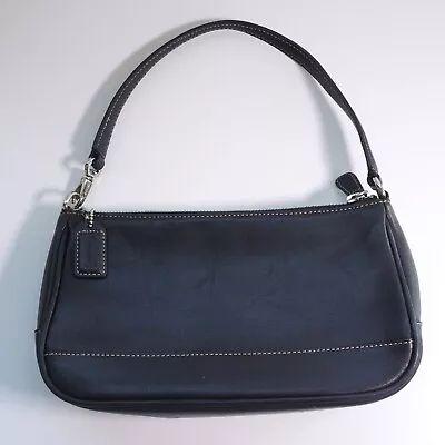 COACH VTG Hampton Black Leather Demi Baguette Purse Handbag 7785 • $55