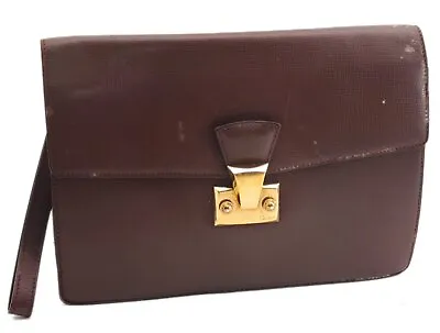$60.50 • Buy Authentic Cartier Must De Cartier Clutch Hand Bag Leather Bordeaux Red 1958F