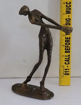 VTG BRONZE GOLFER Statue ART Figure GOLF Figurine ABstract • $29.99