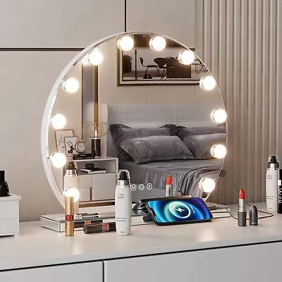 Hollywood Style Large Makeup Mirror Dimmable Vanity Light Mirror 12 LED Bulbs • £56.99