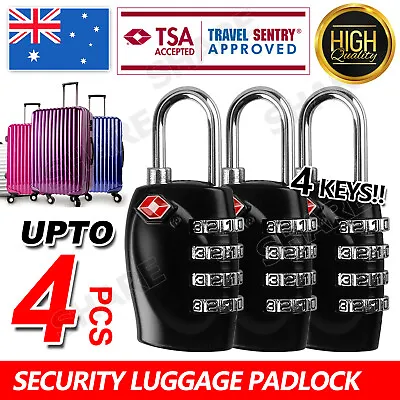 $26.95 • Buy 4x Code PadLock Security Locks 4-Dial TSA Travel Luggage Combination Lock AU