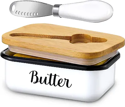 Butter Dish With Lid & Butter Curler Knife - Unbreakable Metal Keeper Container • $12.89