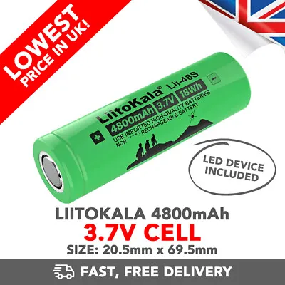 3.7v Lithium Cell Battery 4800mAh (Liitokala) & LED Device - UK Stock! • £17.95