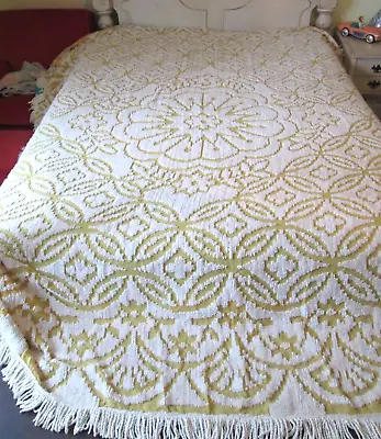 Vintage Chenille Bedspread Full/Queen Goldenrod/White • $62.40