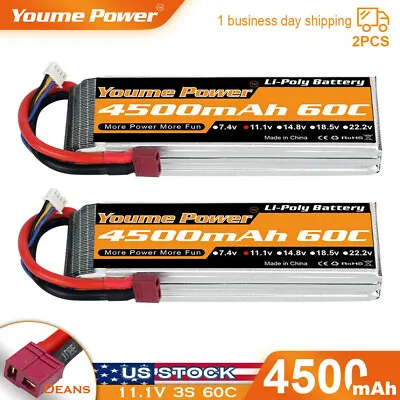 2pcs 3S 11.1V 4500mAh LiPo Battery 60C Deans For RC Car Quad Drone Helicopter • $36.99