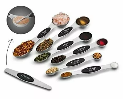 Sperric Magnetic Measuring Spoons - Dual Sided Stainless Steel Kitchen Spoon Set • $12.99