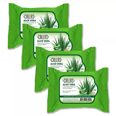 Callas Aloe Vera Cleansing & Make Up Remover Wipes *New* (4 Pack) Free USA Ship • $16