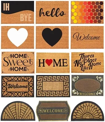 £9.99 • Buy Non Slip Natural Coir Door Mat Doormats Welcome Indoor Outdoor Home Garden Mats