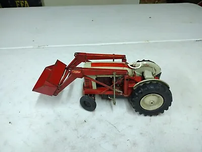 Vintage 14  Tin Litho Wire Controlled Ford 1841 Industrial Frontload Tractor Toy • $87.95