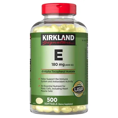 Kirkland Signature Vitamin E 400 IU (180 Mg) 500 Softgels EXP 04/2027 • $18