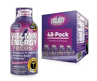 (48 Pack) Vitamin Energy® Focus+ Berry Energy Shots Clinically Proven • $74.95