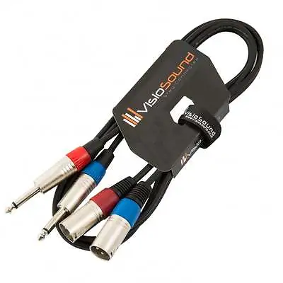 2 X Male XLR To 2 X 6.35mm 1/4  Mono Jack Twin Lead / Audio Signal Patch Cable • £7.99