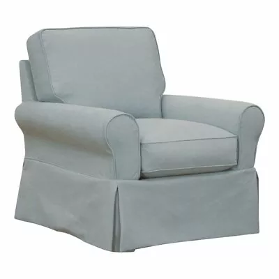 Sunset Trading Horizon Fabric Slipcovered Swivel Rocking Chair In Ocean Blue • $2077.41