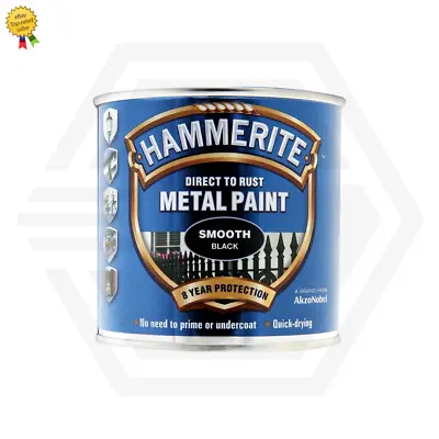 Hammerite Smooth Metal Paint Direct To Rust 250ML Easy Fast Drying- ALL COLOURS • £13.99