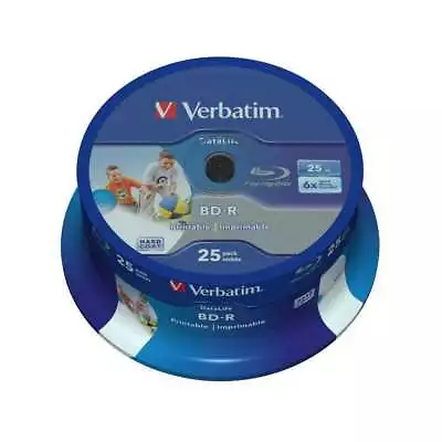 £20.99 • Buy 1x25 Verbatim BD-R Blu-Ray Disc 25GB 6x Speed DL Wide Printable Cakebox