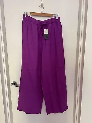 Country Road Linen Pull On Pant Vivid Purple Size 12 Brand New With Tags • $49