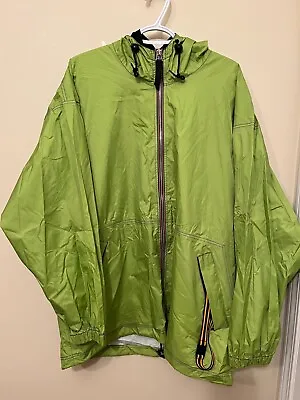 K-Way Plus XL Lime Green Hooded Rain Jacket Unisex Free Shipping • $39.95