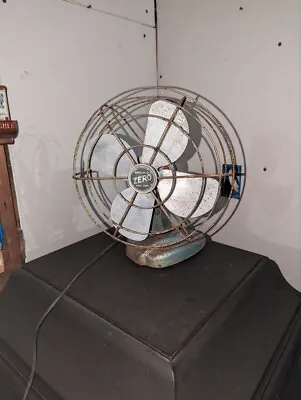 Vintage McGraw Bersted ZERO Green Metal Cage Oscillating Desk/Wall Fan 1265R USA • $49.99