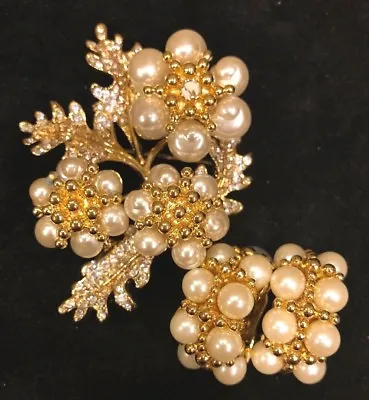 St John Collection Pearl Brooch & Earring Set  • $469