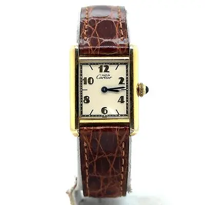 Cartier Vintage Tank Vermeil Quartz Small 21mm Yellow Gold Plated Ladies 1613 • $2200