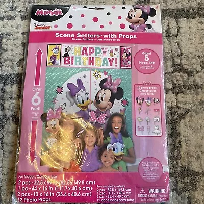 Scene Setters With Props Happy Birthday Minnie Mouse Disney Giant 5 Piece Set!!! • $9.99