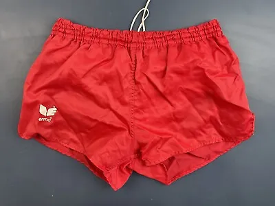 Vintage Erima 1980's Red Football Running Shorts Nylon Sprinter Size 5 Adult • £38.39