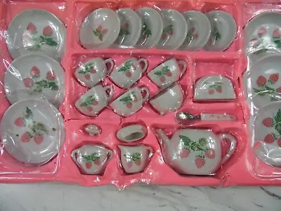 Vintage Miniature Strawberry Porcelain Tea Set Antiques 25 Piece Set • $32.99