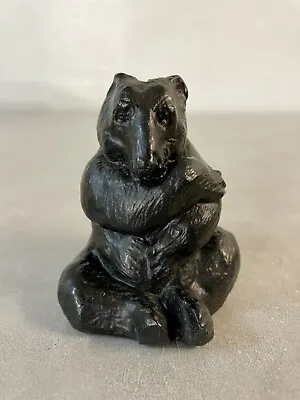 Vintage Handmade Crafted In Canada From Coal 3.25” Tall Black Bear Figurine • $14.99