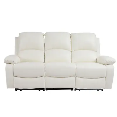 Leather Recliner Sofa Milan Ivory White Grey Red Armchair 2 Seater 3 Seater Sofa • £369.99