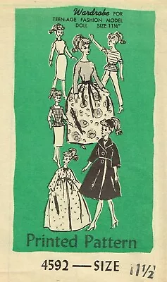 $15.96 • Buy 5 Vintage Mail Order Barbie DOLL Size 11.5  Fabric Sewing Patterns  ~5 Patterns~