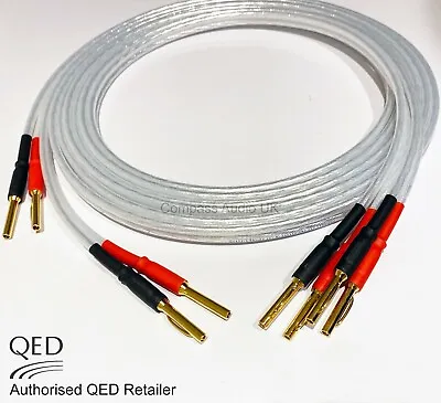 QED XT25 Performance Speaker Cable 2x 2.0m Banana Plugs Heatshrink Terminated 2m • £39.95