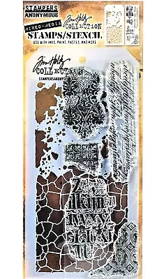 Backgrounds Clear Stamp And Grime & Crackle Stencil Set By Tim Holtz NEW • $8.99