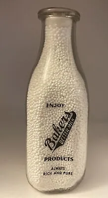 Vintage BAKERS Better Milk ACL Quart Milk Bottle Westminster New Jersey • $11.49