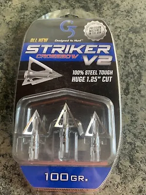 G5 Archery Striker V2 100 Grain 3-Pack Crossbow Broadheads (6132) New In Package • $27.99