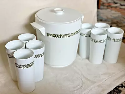 1960s Crazy Daisy Spring Blossom Thermo-Serv Ice Bucket & 8 Tumblers • $63