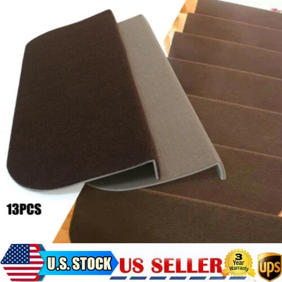 $45 • Buy 13PCS Adhesive Carpet Stair Treads Non-Slip Step Stair Protection Pads Washable
