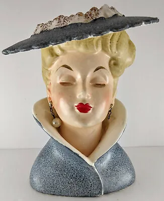 Vintage Napco 1959 Lady Head Vase C3815A - Blonde With Red Lipstick • $29.99