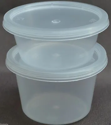 1oz 2oz 3oz 4oz Round Food Containers Plastic Clear Tubs Lids Deli Pot Sauce Dip • £7.99