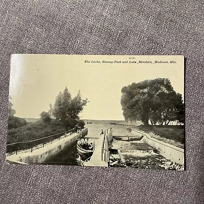 Madison WI The Locks Tenney Park And Lake Mendota Postcard Wisconsin 1911 PM • $7.99