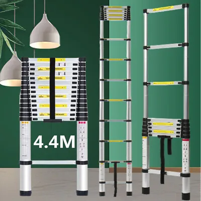 4.4M Heavy Duty Aluminium Multi-Function Telescopic Step Ladder Extension EN131 • £79.97