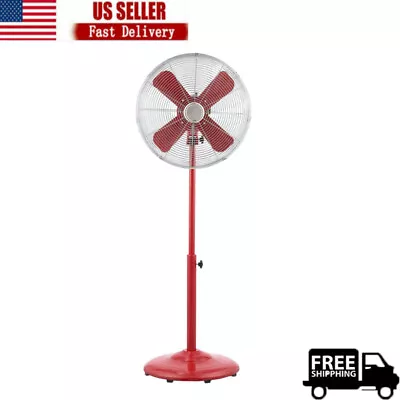 Stand Fan W/ Metal Base Electric 3-Speeds Floor Adjustable Oscillation 2500 Red • $67.47