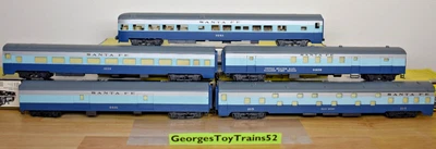 $75 • Buy Ahm By Rivarossi Ho Atsf Santa Fe Blue Goose 1930's Smooth Side 5-car Pass Set