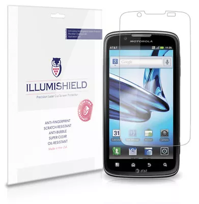 ILLumiShield Phone Screen Protector W Anti-Bubble/Print 3x For Motorola ATRIX 2 • $7.65