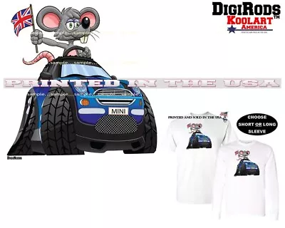 Digirods Mini Cooper Mouse British Flag Pride Hot Rod Car Cartoon Art T Shirt • $22.95