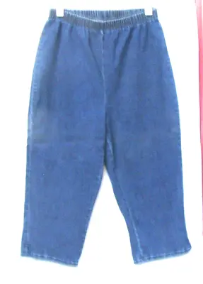 Women' Size L Petite Blue Denim Cabin Creek Capris • $5.99