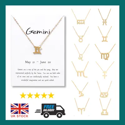 Zodiac Pendant Necklace Star-Sign Constellation Horoscope Jewellery Gift Idea • £4.99