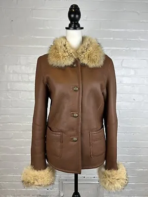 £61.45 • Buy Mill Valley Sheepskin Leather Co. Coat Shearling Lining Fur Collar Cuffs Size 4