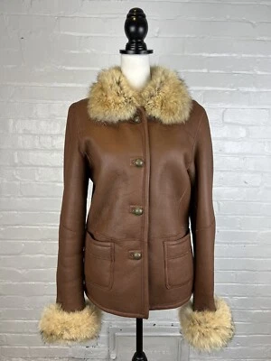 £61.45 • Buy Mill Valley Sheepskin Leather Co. Coat Shearling Lining Fur Collar Cuffs Size 4