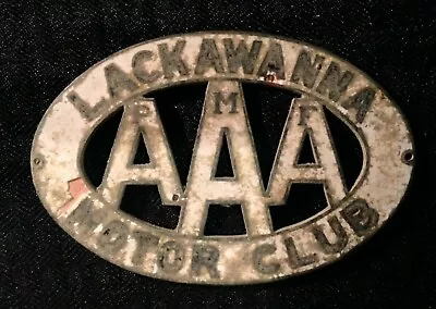 Vintage Lackawanna Motor Club AAA Porcelain On Brass Plaque Emblem Pennsylvania • $45.50